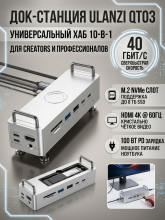 Док-станция Ulanzi QT03 (USB4 40Gbps, M.2) 10-в-1 для Mac mini M4, HDMI 4K, 100W PD