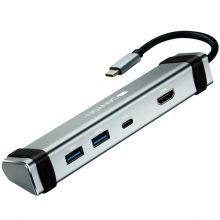 USB-концентратор Canyon 4-в-1 USB Type C (CNS-TDS03DG), разъемов: 4, серый