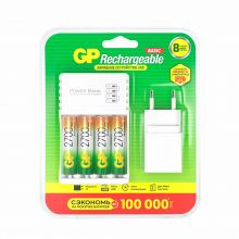 Зарядное устройство + аккумуляторы GP USB + 4 аккум. АA (HR6) 2700mAh + адаптер (GP 270AAHC/CPBA-2CR4)