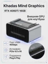 Внешняя видеокарта Khadas Mind Graphics NVIDIA RTX 4060Ti  16ГБ GDDR6 USB4