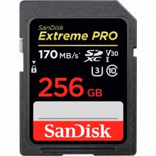 Карта памяти SanDisk Extreme Pro SDXC UHS Class 3 V30 170MB/s 256 GB, чтение: 170 MB/s, запись: 90 MB/s