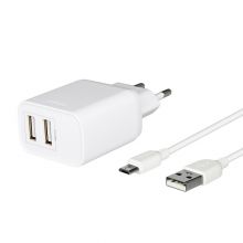 Сетевое зарядное устройство TFN x2 USB-A RAPID+ 12W, белый (TFN-WCRPD12W2U04)