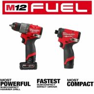 Комплект Milwaukee 3497-22 M12 FUEL (дрель-шуруповерт 3404-20, импакт 3453-20, +2 АКБ (4ah,2ah), ЗУ, сумка)