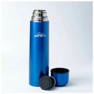 Термос Мастер К «Гильза», 1 л, с кружкой, сохраняет тепло 24 ч, нержавеющая сталь, синий 3940535