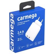 Сетевое зарядное устройство Carmega USB Ax2 2.4A White (CAR-WC101)