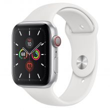 Часы Apple Watch Series 5 GPS + Cellular 44mm Aluminum Case with Sport Band (Серебристый /Белый)