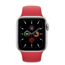 Часы Apple Watch Series 5 GPS 40mm Aluminum Case with Sport Band (Серебристый/Красный)