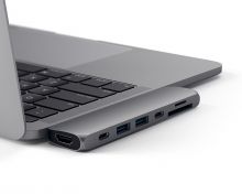 USB-C адаптер Satechi Aluminum Type-C Pro Hub Adapter для MacBook Pro 13 и 15 40Gbs Thunderbolt 3, HDMI, Pass-Through Charging, SD/Micro Card Reader, 2 USB 3.0 Ports (Space Gray)
