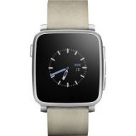 Pebble Time Steel Leather Band (White) - умные часы