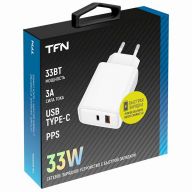 Сетевое зарядное устройство TFN x1 USB-C/x1 USB-A PD 33W, белый (TFN-WCRPD24)